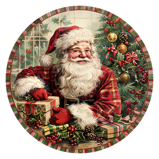 Christmas Santa, DCO-102690, Sign For Wreath, 10" Metal Sign