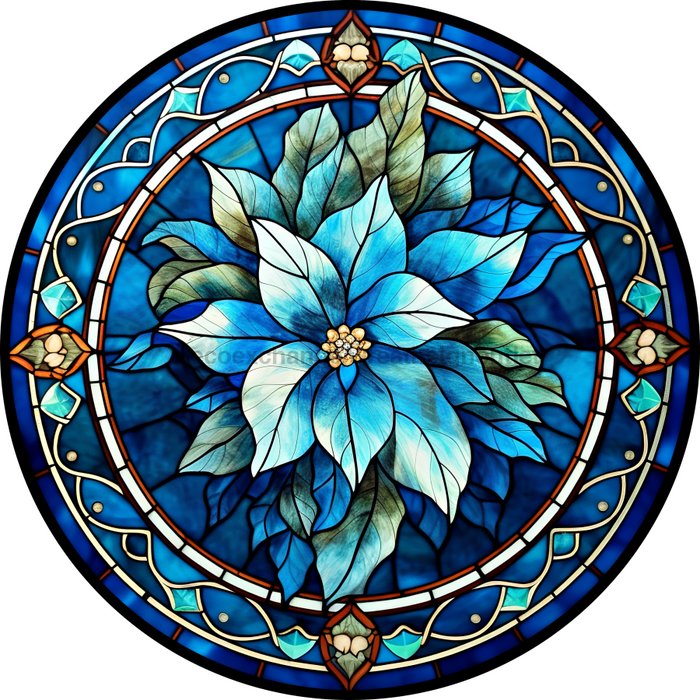 Christmas Sign 3D Stained Glass Decoe-4612 For Wreath 10 Round Metal