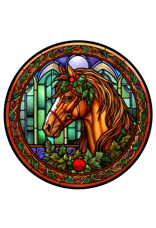 Christmas Sign 3D Stained Glass Decoe-4619 For Wreath 10 Round Metal