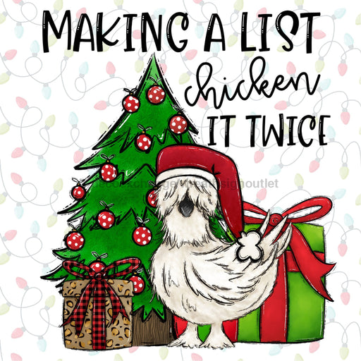 Christmas Sign Chicken Dco-00807 For Wreath 10X10 Metal
