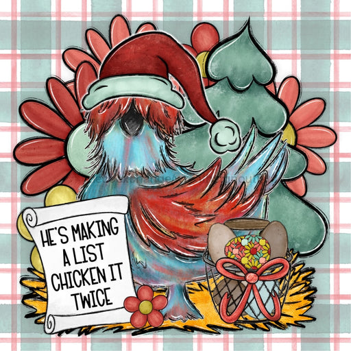 Christmas Sign Chicken Retro Dco-00801 For Wreath 10X10 Metal