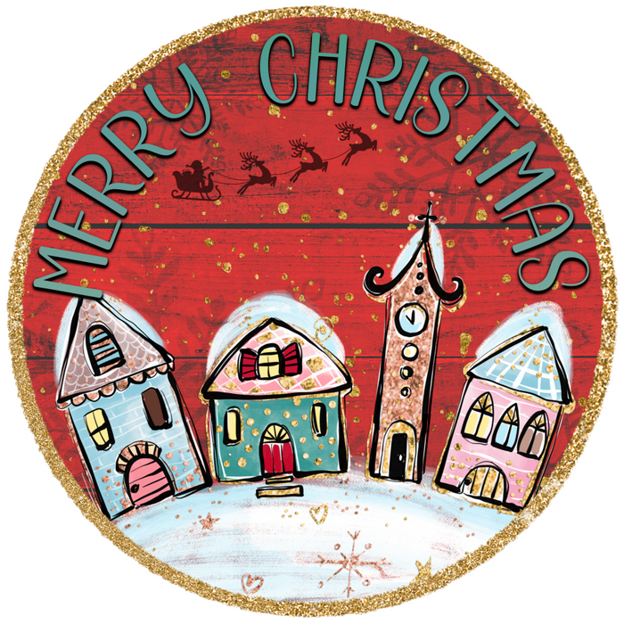 Christmas Sign Merry Decoe-5216 10’ Metal Round