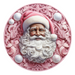 Christmas Sign, Pink Santa, DECOE-4658, Sign For Wreath, 10" Round Metal Sign - DecoExchange®