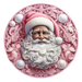 Christmas Sign, Pink Santa, DECOE-4658, Sign For Wreath, 10" Round Metal Sign - DecoExchange®