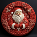 Christmas Sign Red 3D Santa Dco-00610 For Wreath 10 Round Metal