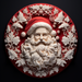 Christmas Sign Red Santa 3D Dco-00614 For Wreath 12 Round Metal Metal