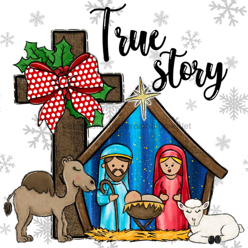 Christmas Sign Religious True Story Dco-00804 For Wreath 10X10 Metal