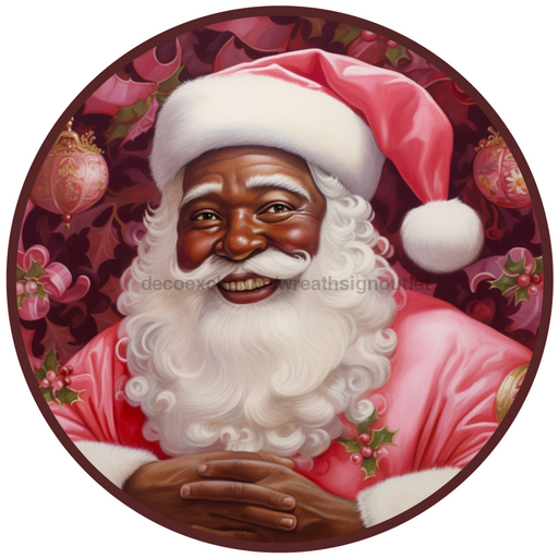 Christmas Sign, Santa Sign, DCO-00526, Sign For Wreath, 10" Round Metal Sign - DecoExchange®
