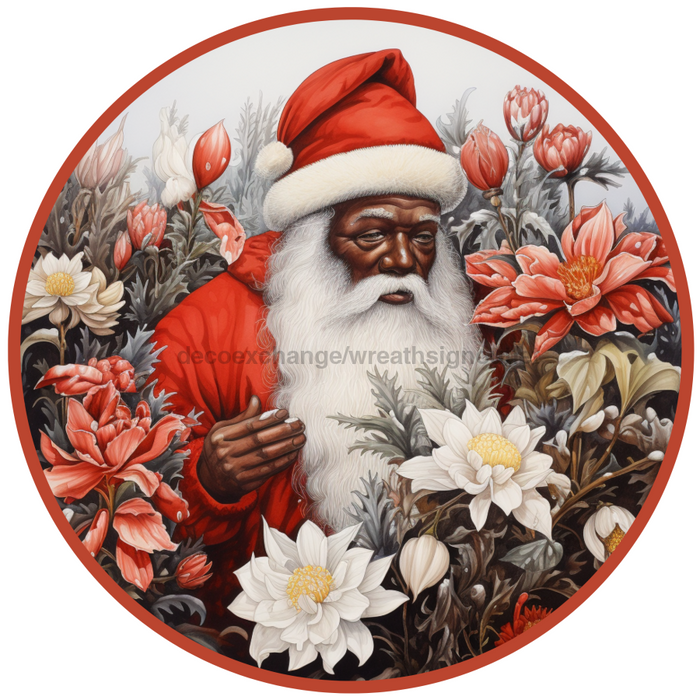 Christmas Sign, Santa Sign, DCO-00527, Sign For Wreath, 10" Round Metal Sign - DecoExchange®