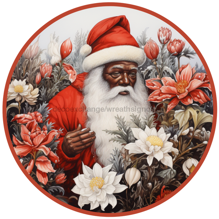 Christmas Sign, Santa Sign, DCO-00527, Sign For Wreath, 10" Round Metal Sign - DecoExchange®