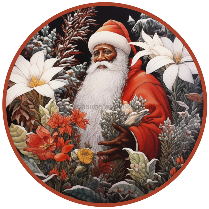 Christmas Sign, Santa Sign, DCO-00528, Sign For Wreath, 10" Round Metal Sign - DecoExchange®