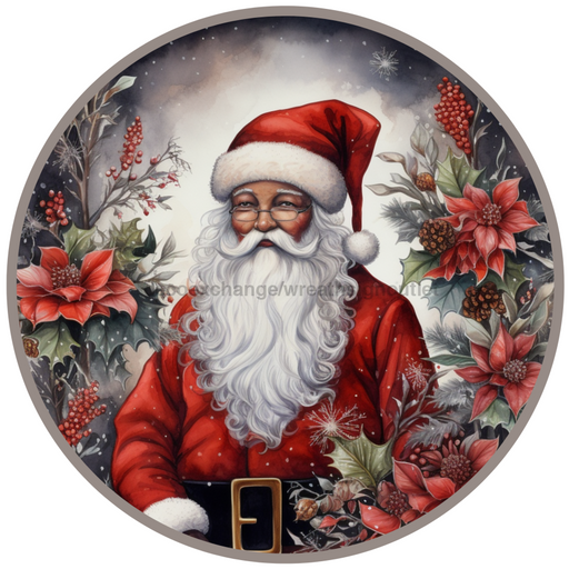Christmas Sign, Santa Sign, DCO-00529, Sign For Wreath, 10" Round Metal Sign - DecoExchange®