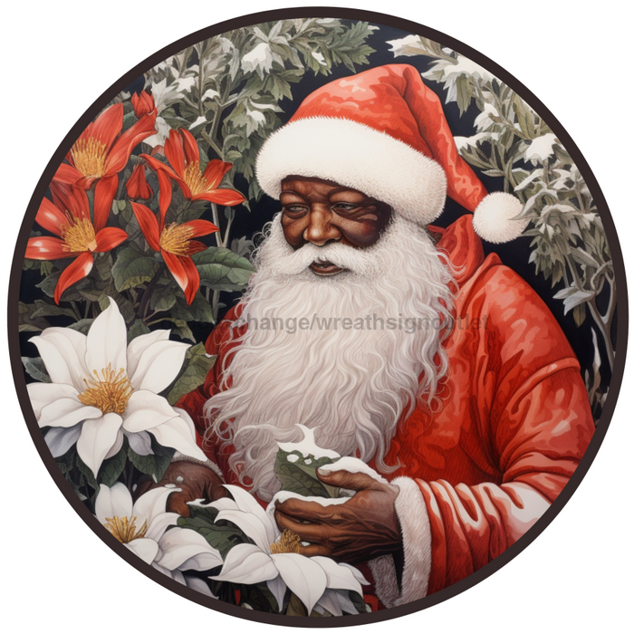 Christmas Sign, Santa Sign, DCO-00530, Sign For Wreath, 10" Round Metal Sign - DecoExchange®