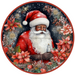 Christmas Sign, Santa Sign, DCO-00532, Sign For Wreath, 10" Round Metal Sign - DecoExchange®