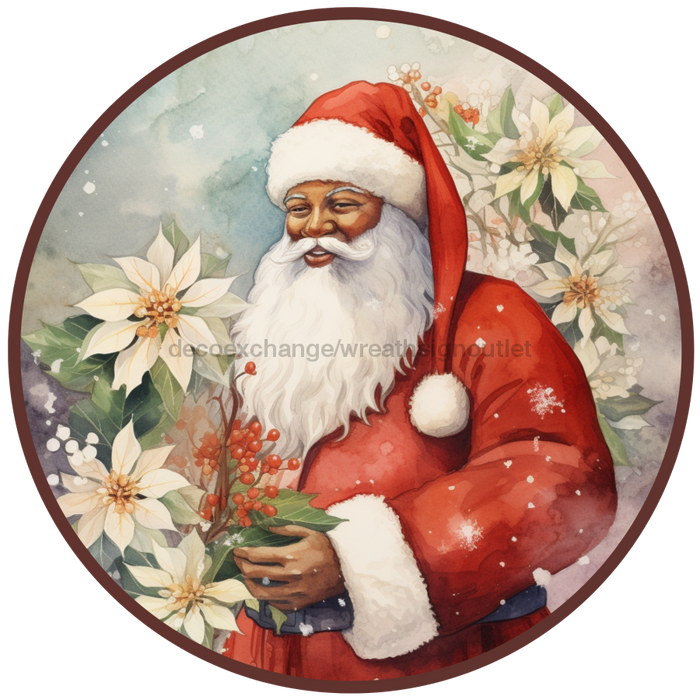 Christmas Sign, Santa Sign, DCO-00534, Sign For Wreath, 10" Round Metal Sign - DecoExchange®