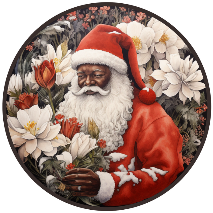 Christmas Sign, Santa Sign, DCO-00537, Sign For Wreath, 10" Round Metal Sign - DecoExchange®