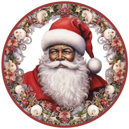 Christmas Sign, Santa Sign, DCO-00541, Sign For Wreath, 10" Round Metal Sign - DecoExchange®