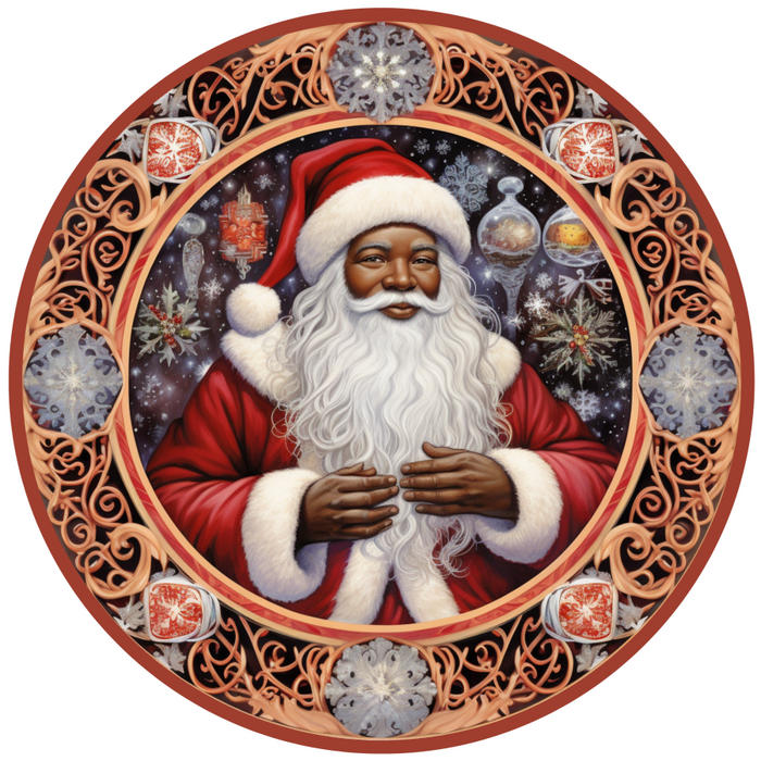 Christmas Sign, Santa Sign, DCO-00543, Sign For Wreath, 10" Round Metal Sign - DecoExchange®