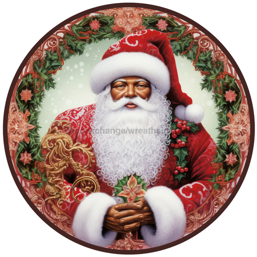 Christmas Sign, Santa Sign, DCO-00545, Sign For Wreath, 10" Round Metal Sign - DecoExchange®