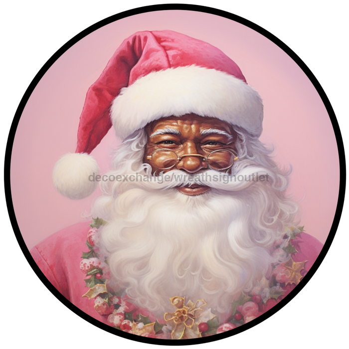 Christmas Sign, Santa Sign, DCO-00549, Sign For Wreath, 10" Round Metal Sign - DecoExchange®