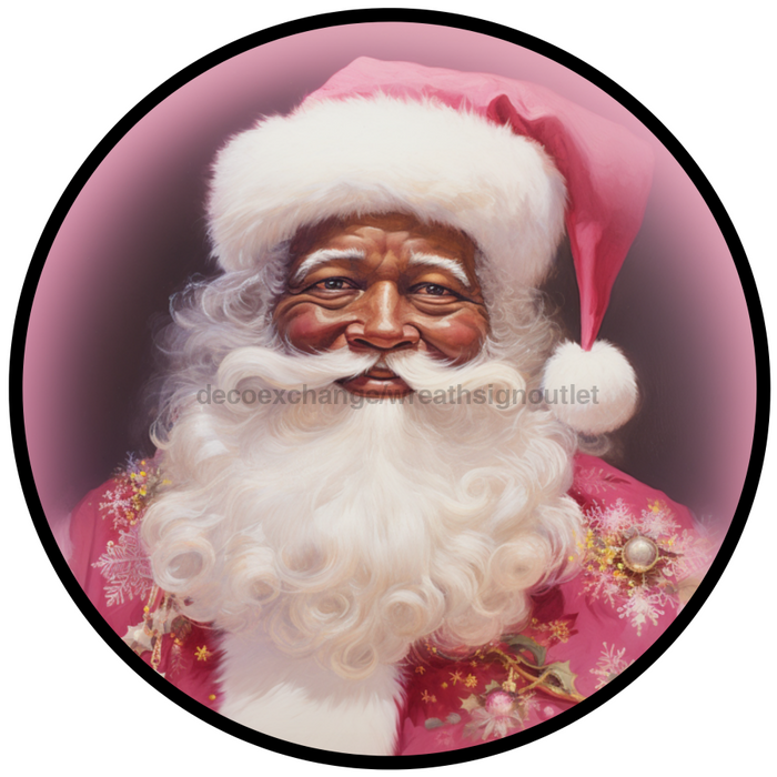 Christmas Sign, Santa Sign, DCO-00551, Sign For Wreath, 10" Round Metal Sign - DecoExchange®