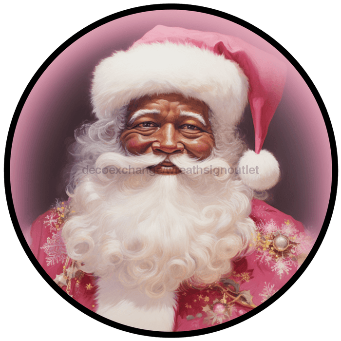 Christmas Sign, Santa Sign, DCO-00551, Sign For Wreath, 10" Round Metal Sign - DecoExchange®