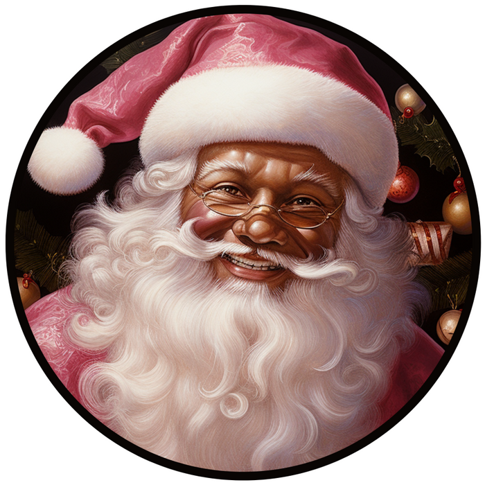 Christmas Sign, Santa Sign, DCO-00552, Sign For Wreath, 10" Round Metal Sign - DecoExchange®