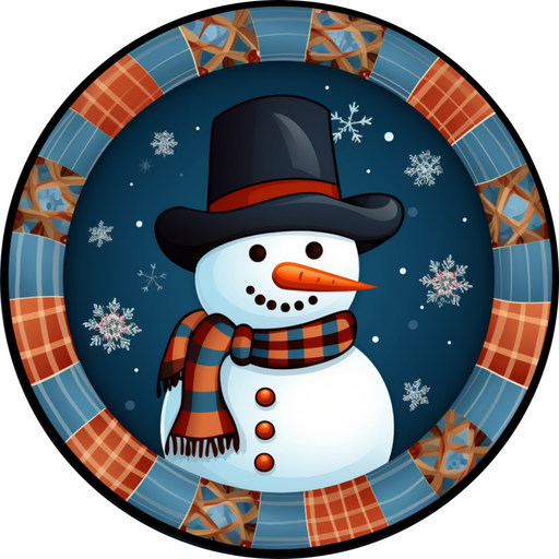 Christmas Sign, Snowman Sign, DCO-00555, Sign For Wreath, 10" Round Metal Sign - DecoExchange®