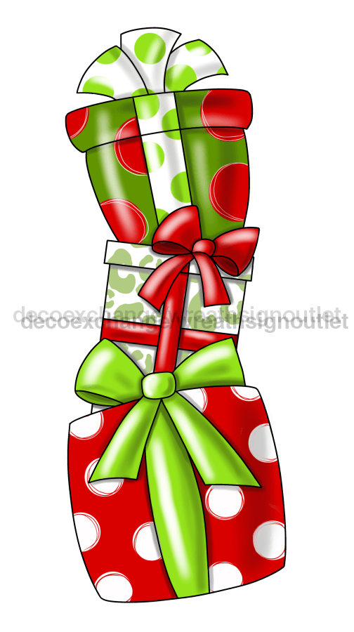 Christmas Sign Stacked Gifts Winter Wood Sign Pcd-W-067 22 Door Hanger