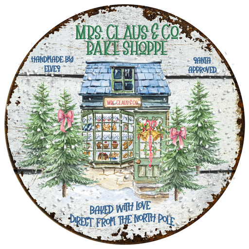 Christmas Sign Vintage Decoe-4675 For Wreath 10 Round Metal