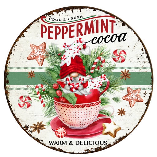 Christmas Sign Vintage Decoe-4676 For Wreath 10 Round Metal