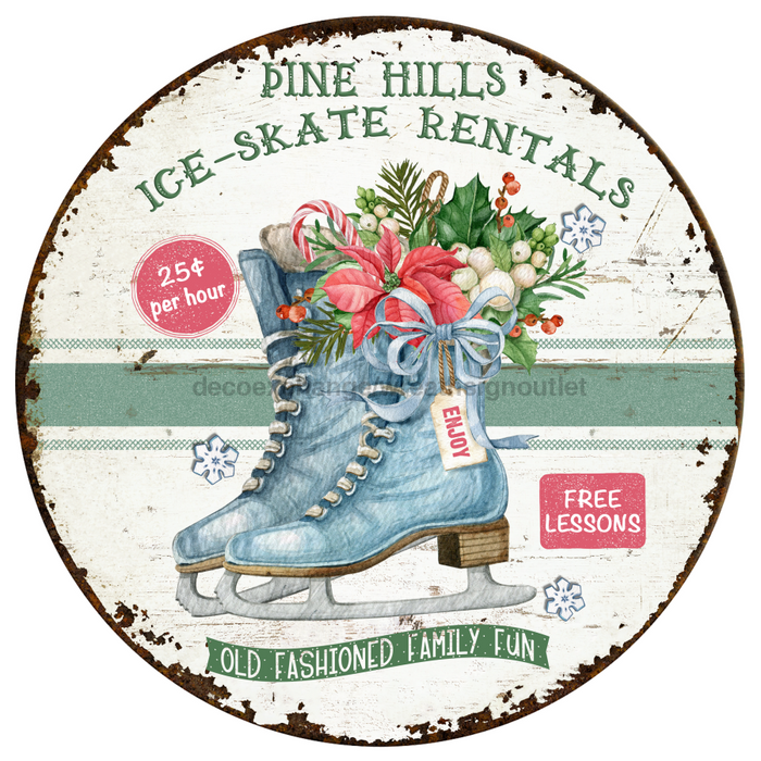 Christmas Sign Vintage Decoe-4677 For Wreath 10 Round Metal