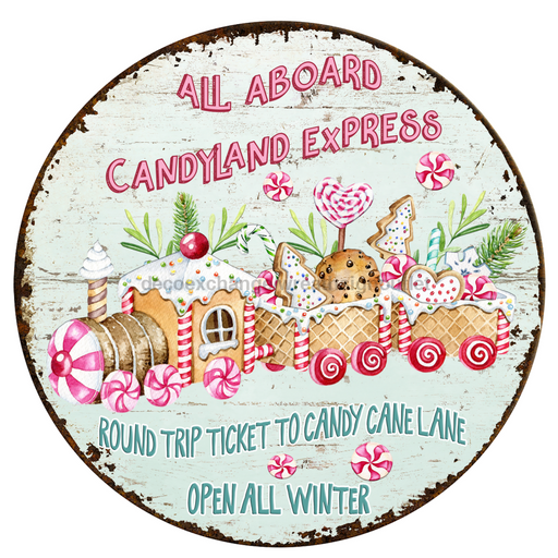 Christmas Sign Vintage Decoe-4679 For Wreath 10 Round Metal