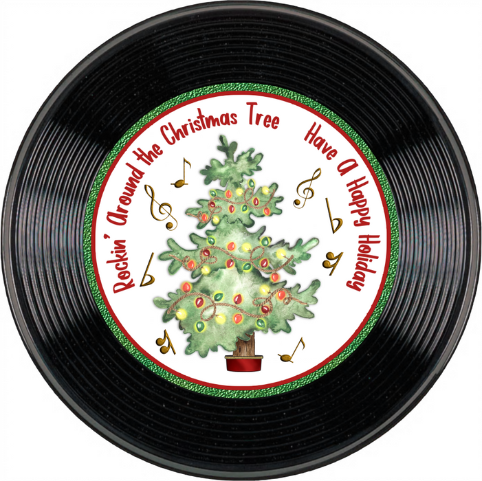 Christmas Sign Vinyl Record Decoe-4806 10 Metal Round