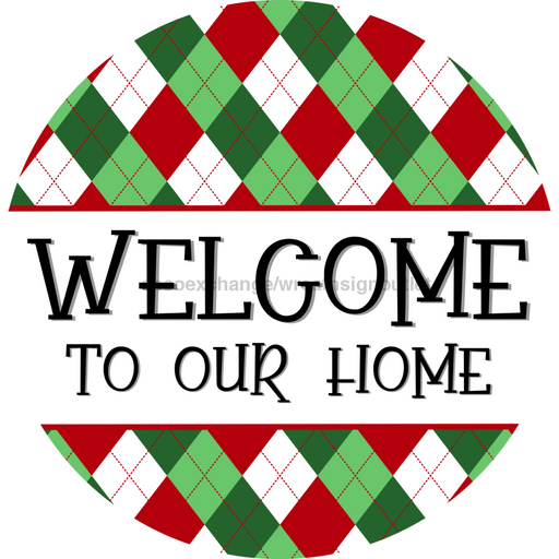 Christmas Sign, Welcome Sign, DCO-00563, Sign For Wreath, 10" Round Metal Sign - DecoExchange®