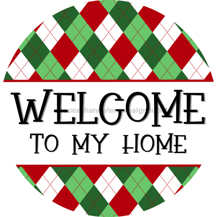 Christmas Sign, Welcome Sign, DCO-00564, Sign For Wreath, 10" Round Metal Sign - DecoExchange®
