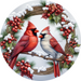 Christmas Sign Winter Cardinal Dco-00609 For Wreath 10 Round Metal