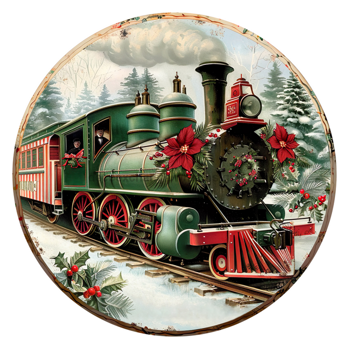 Christmas Train, DCO-102691, Sign For Wreath, 10" Metal Sign