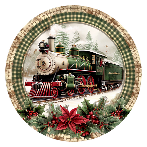 Christmas Train, DCO-102692, Sign For Wreath, 10" Metal Sign