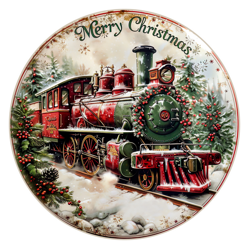 Christmas Train, DCO-102693, Sign For Wreath, 10" Metal Sign