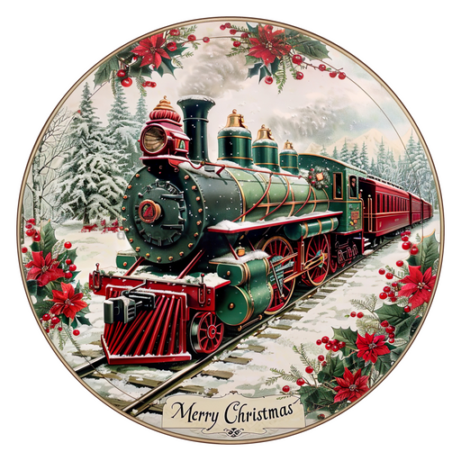 Christmas Train, DCO-102694, Sign For Wreath, 10" Metal Sign