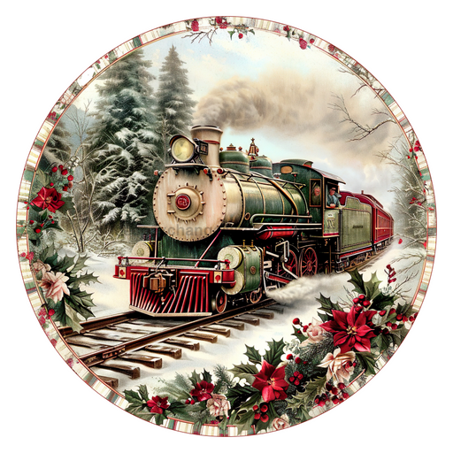 Christmas Train, DCO-102700-D, Sign For Wreath, 10" Wood Sign