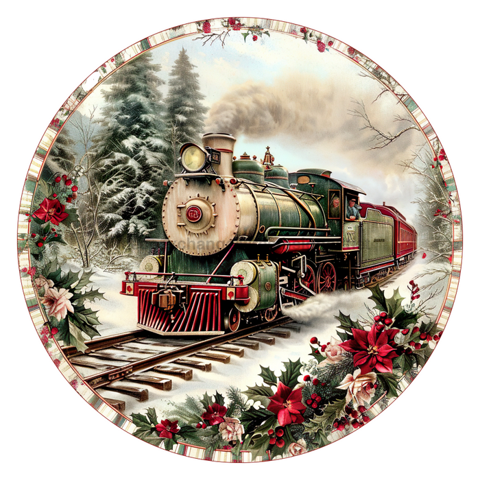 Christmas Train, DCO-102700-D, Sign For Wreath, 10" Wood Sign