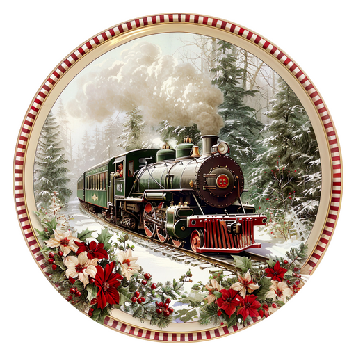 Christmas Train, DCO-102701, Sign For Wreath, 10" Metal Sign