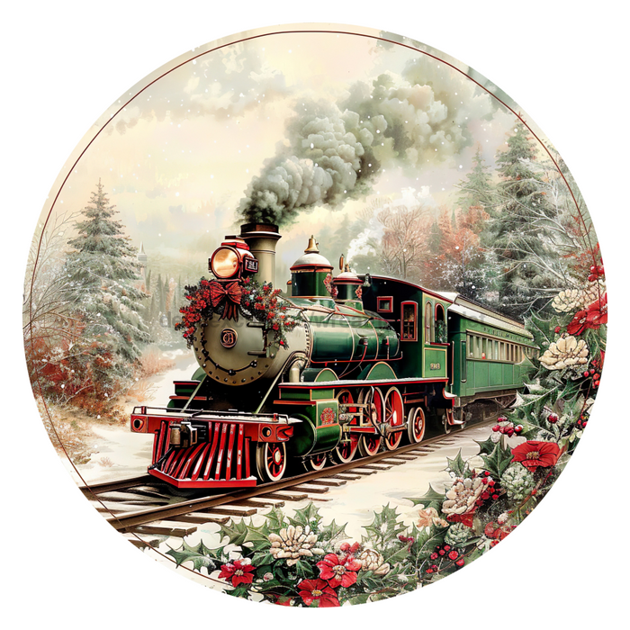 Christmas Train, DCO-102702, Sign For Wreath, 10" Metal Sign