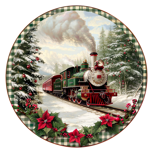 Christmas Train, DCO-102703-D, Sign For Wreath, 10" Wood Sign