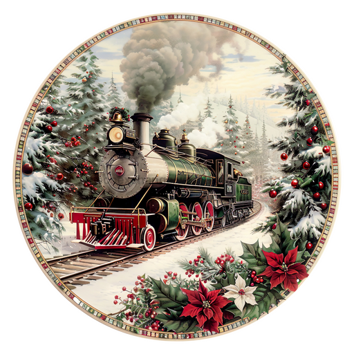 Christmas Train, DCO-102704, Sign For Wreath, 10" Metal Sign