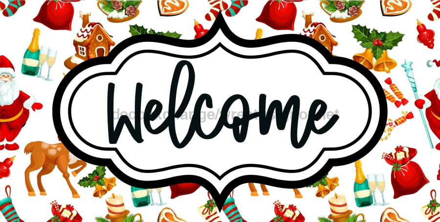 Christmas Welcome Sign Dco-00668 For Wreath 6X12 Metal