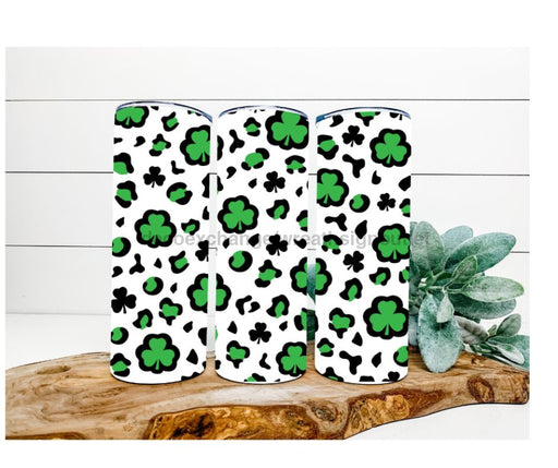 Clover/Leopard Tumbler, Shamrock Tumbler 20 oz Skinny Tumbler DECOETUMBLER-276 - DecoExchange®