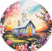 Colorful Church Door Hanger Dco-00851-Dh Sign For Wreath 18’ Round